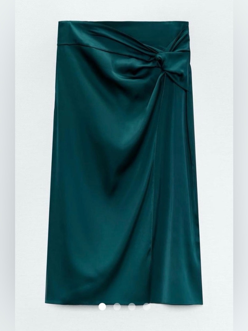 Zara Deep Teal Satin Midi Skirt with Side Knot